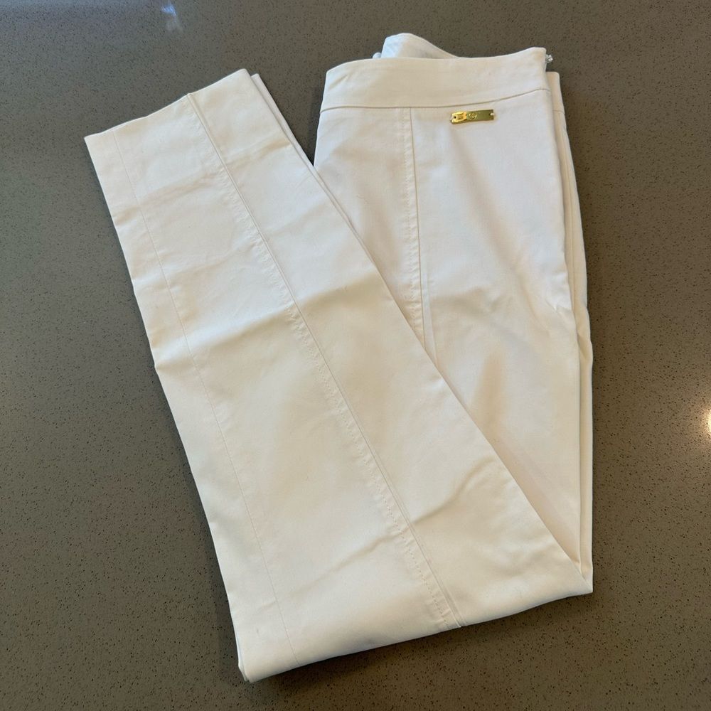 Tory Burch Women's White Slit Hem Cotton Blend Pants size 4
